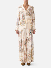 Soft wide leg pant with tie detail