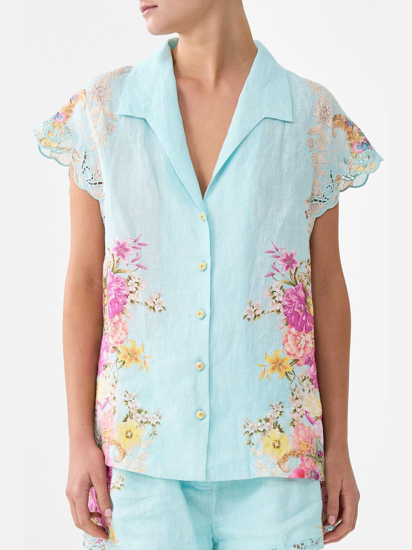 Button through collared top
