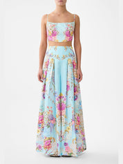 Corset waist wide leg pant