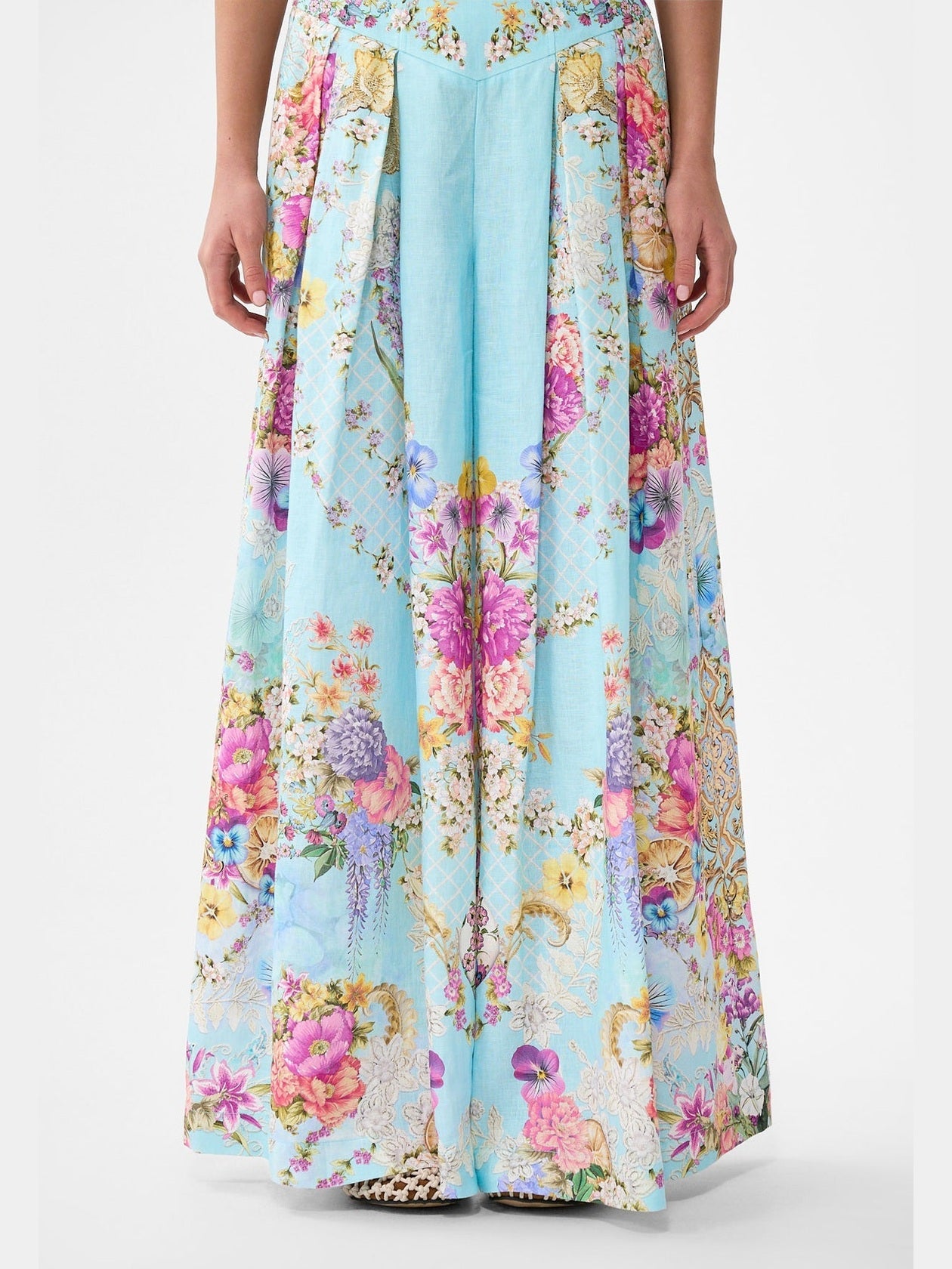 Corset waist wide leg pant