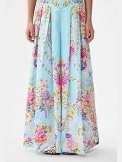 Corset waist wide leg pant