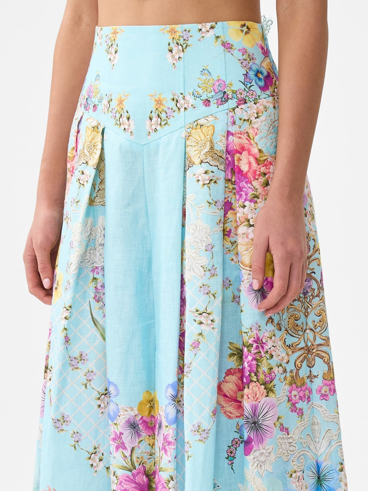 Corset waist wide leg pant