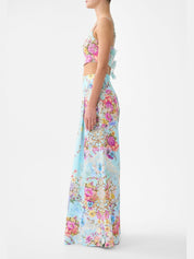 Corset waist wide leg pant