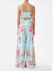 Corset waist wide leg pant