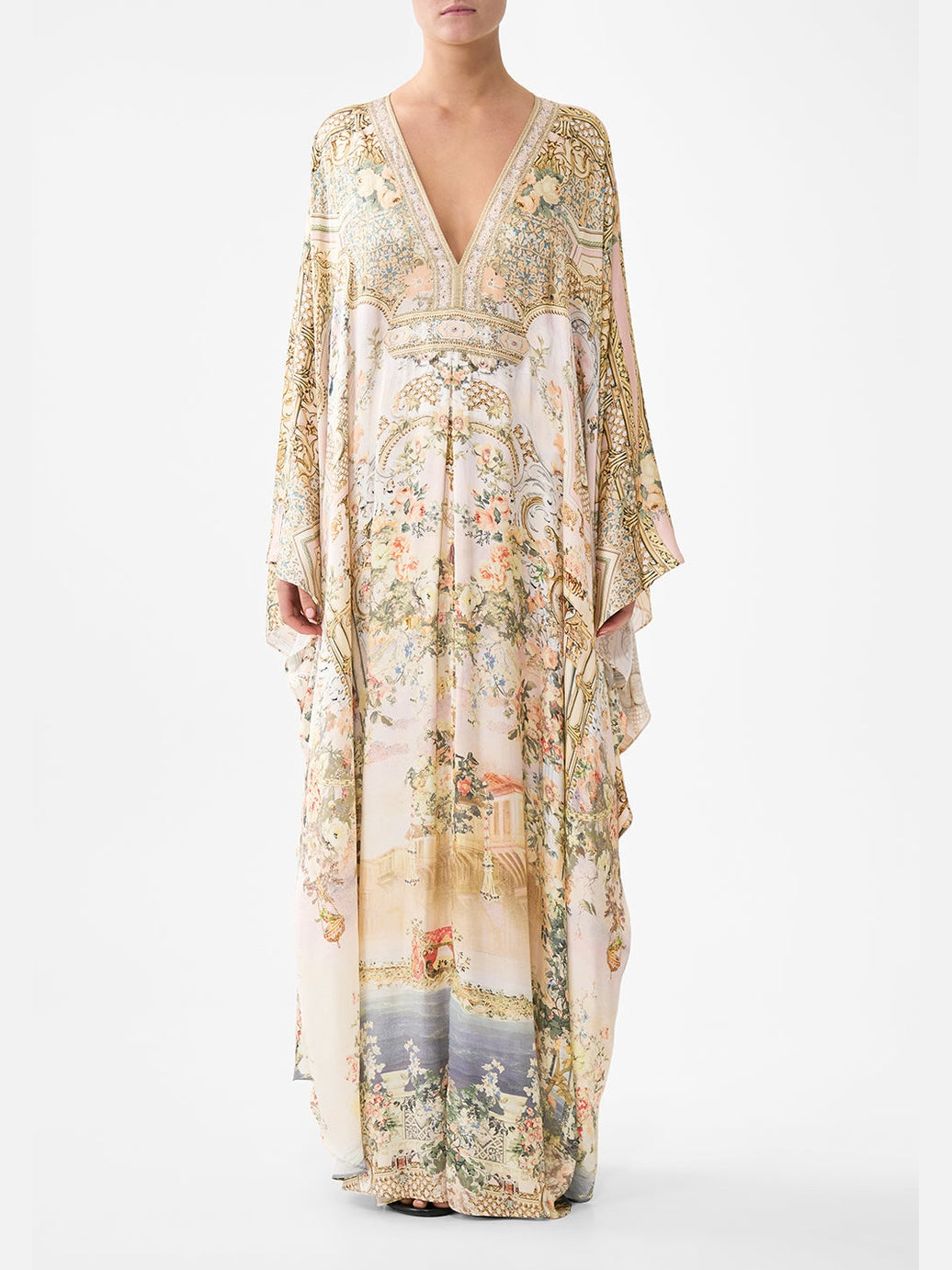 Long kaftan with waist detail