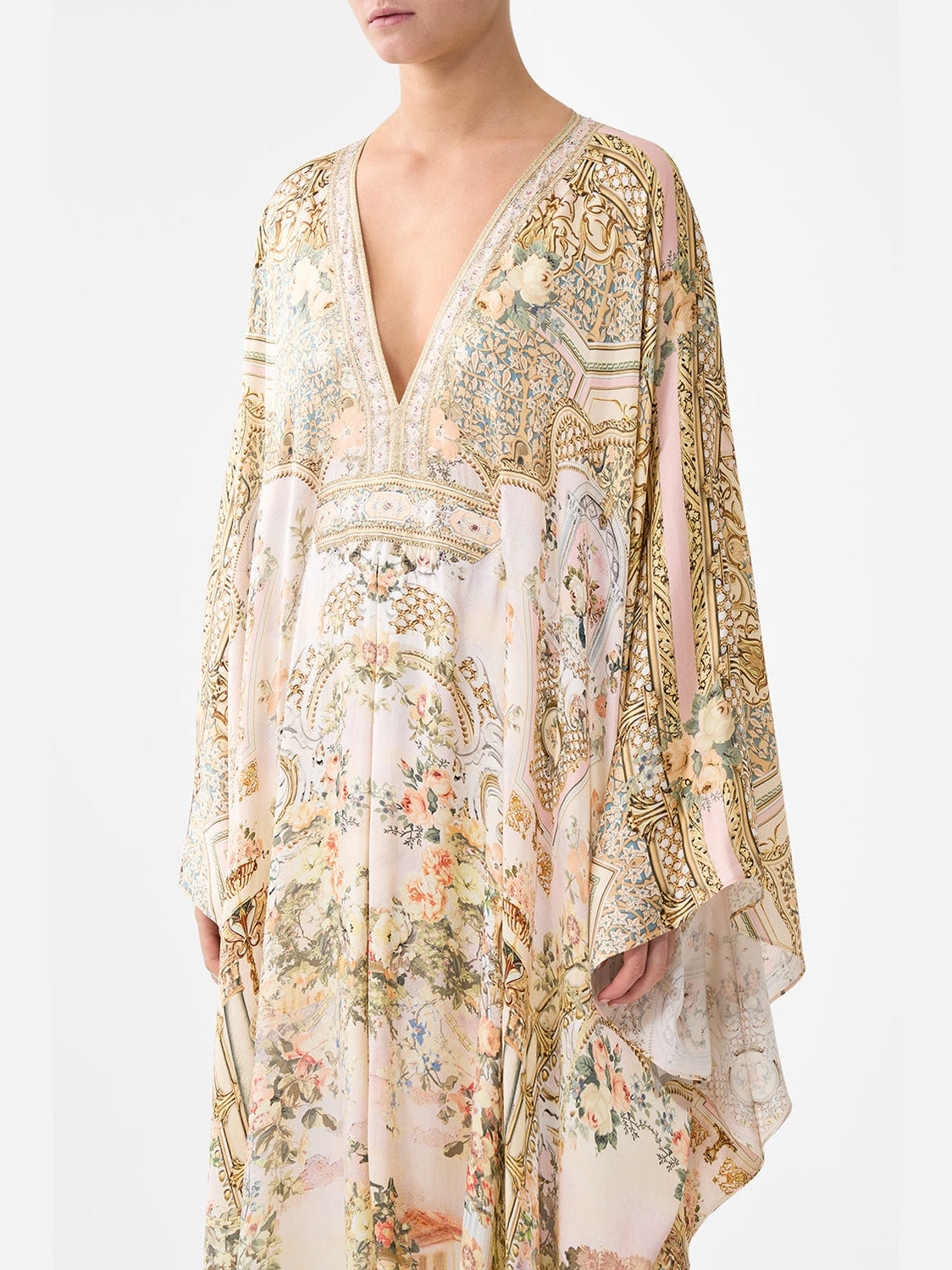 Long kaftan with waist detail