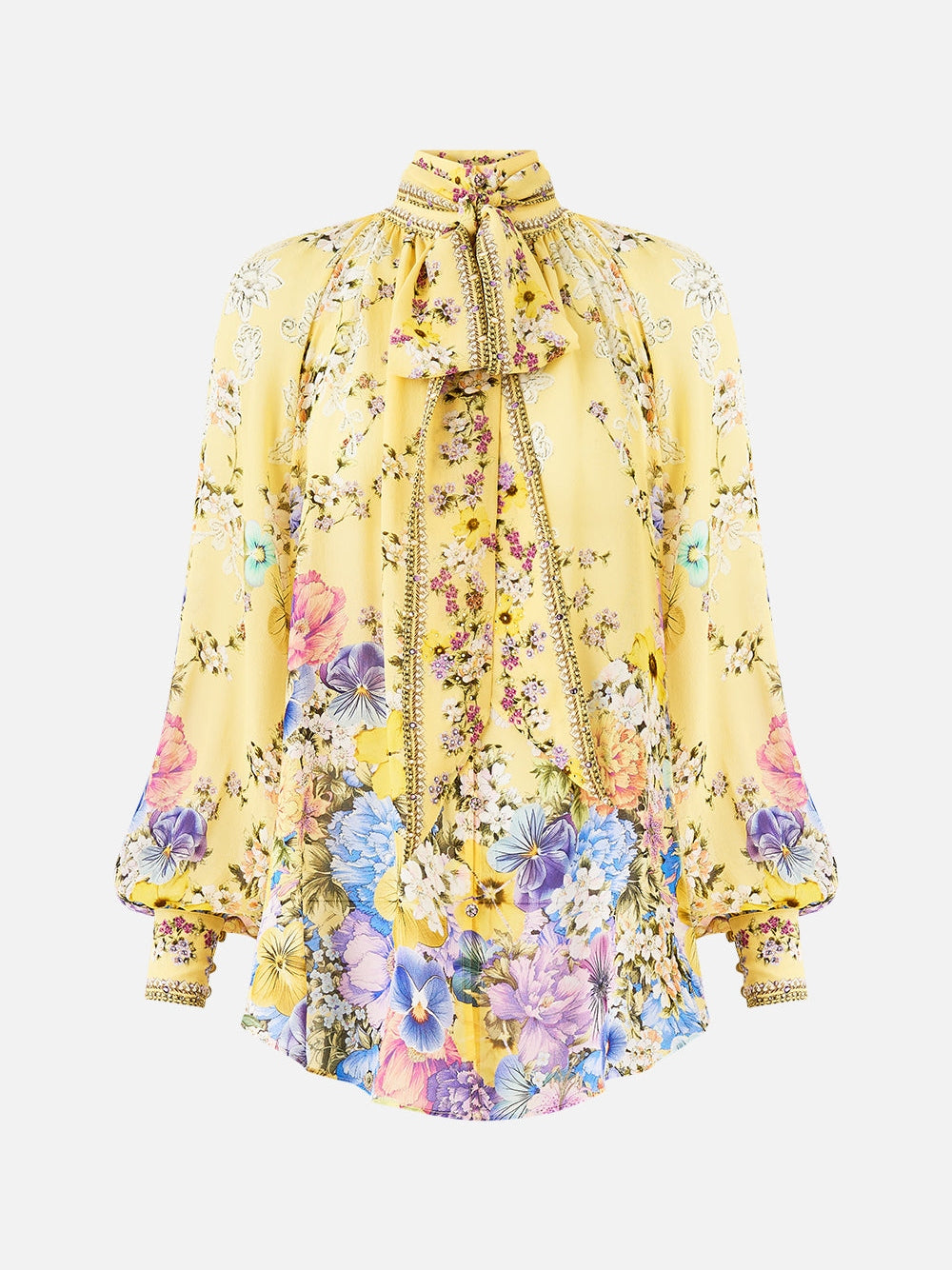 Detachable pussy bow raglan blouse