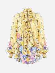 Detachable pussy bow raglan blouse