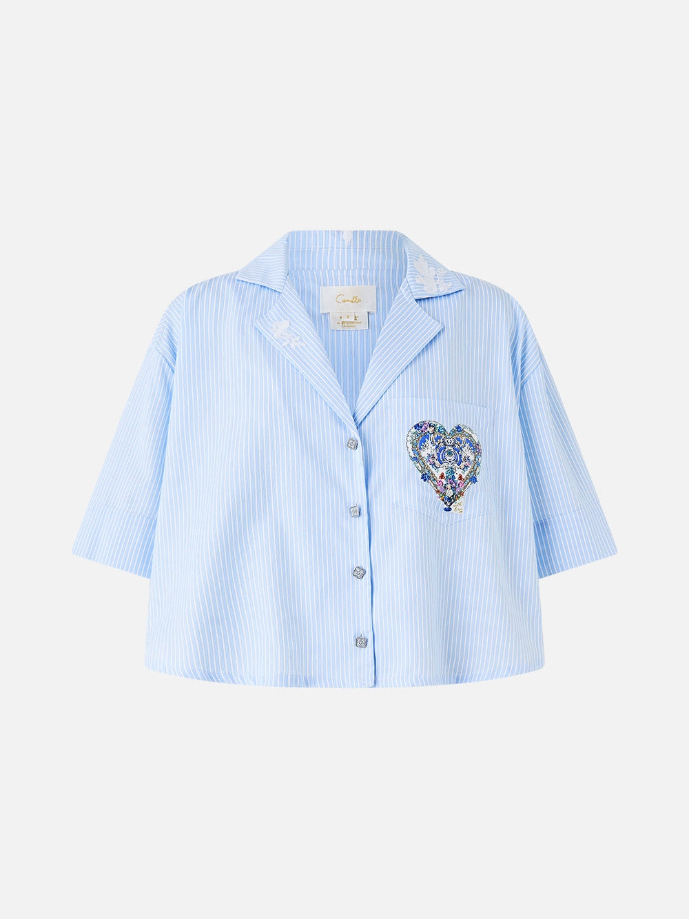 Cropped camp collar blouse