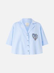 Cropped camp collar blouse