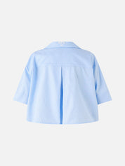 Cropped camp collar blouse