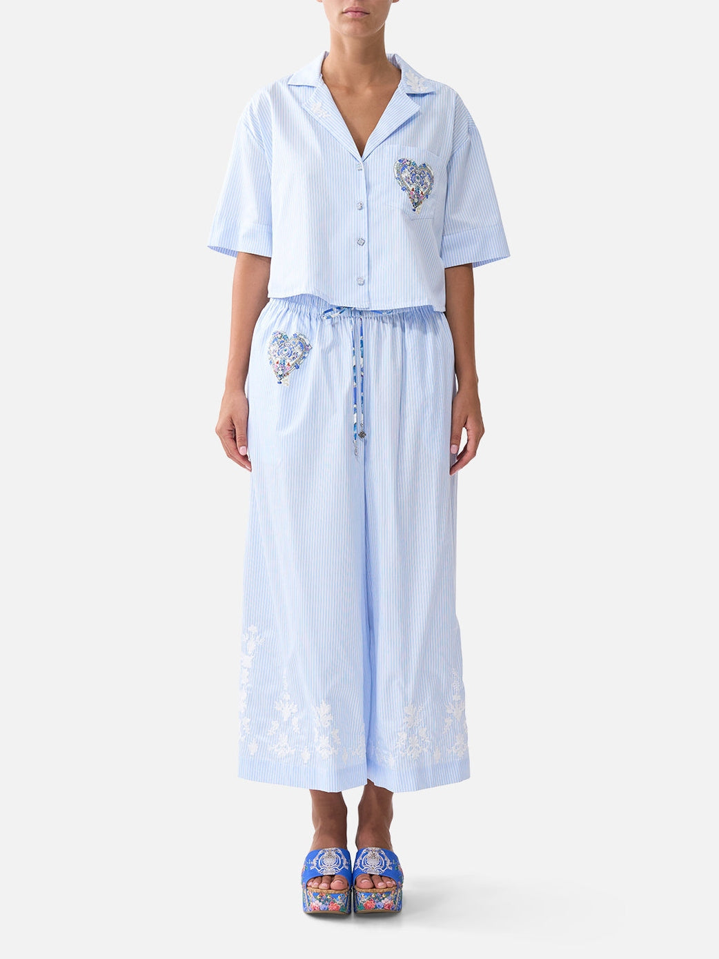 Cropped camp collar blouse