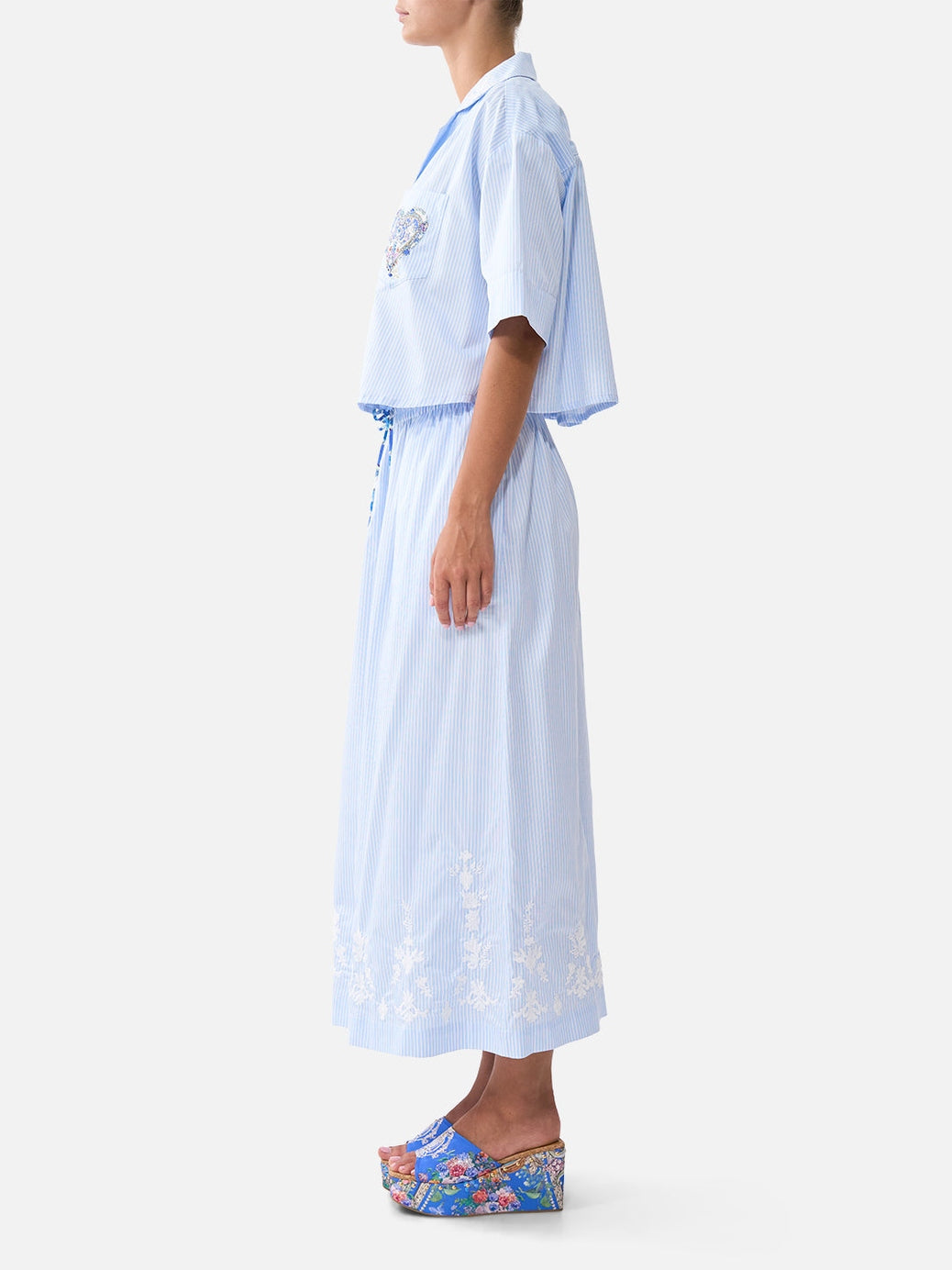 Cropped camp collar blouse