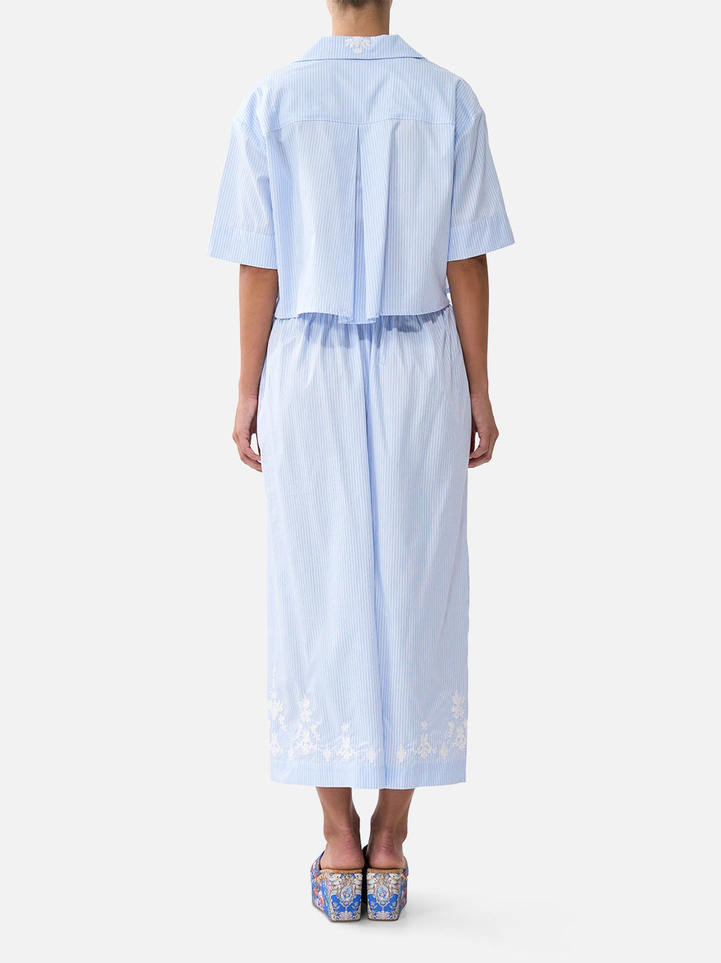 Cropped camp collar blouse