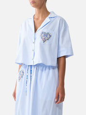 Cropped camp collar blouse
