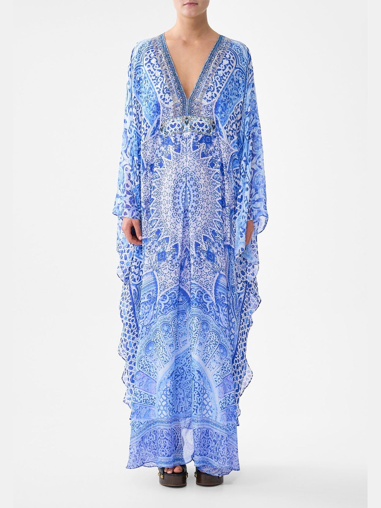 Long kaftan with waist detail