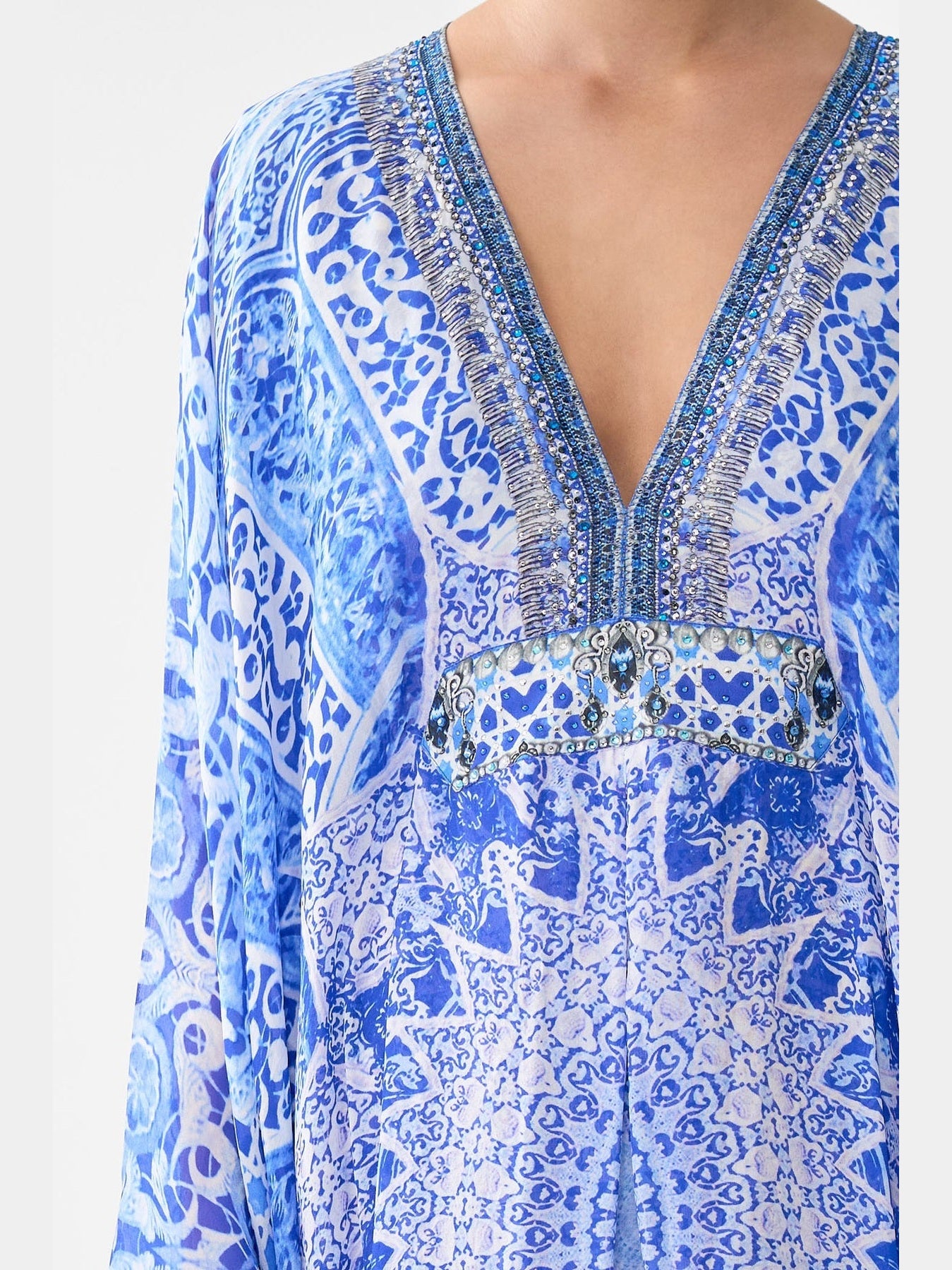 Long kaftan with waist detail