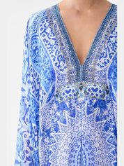 Long kaftan with waist detail