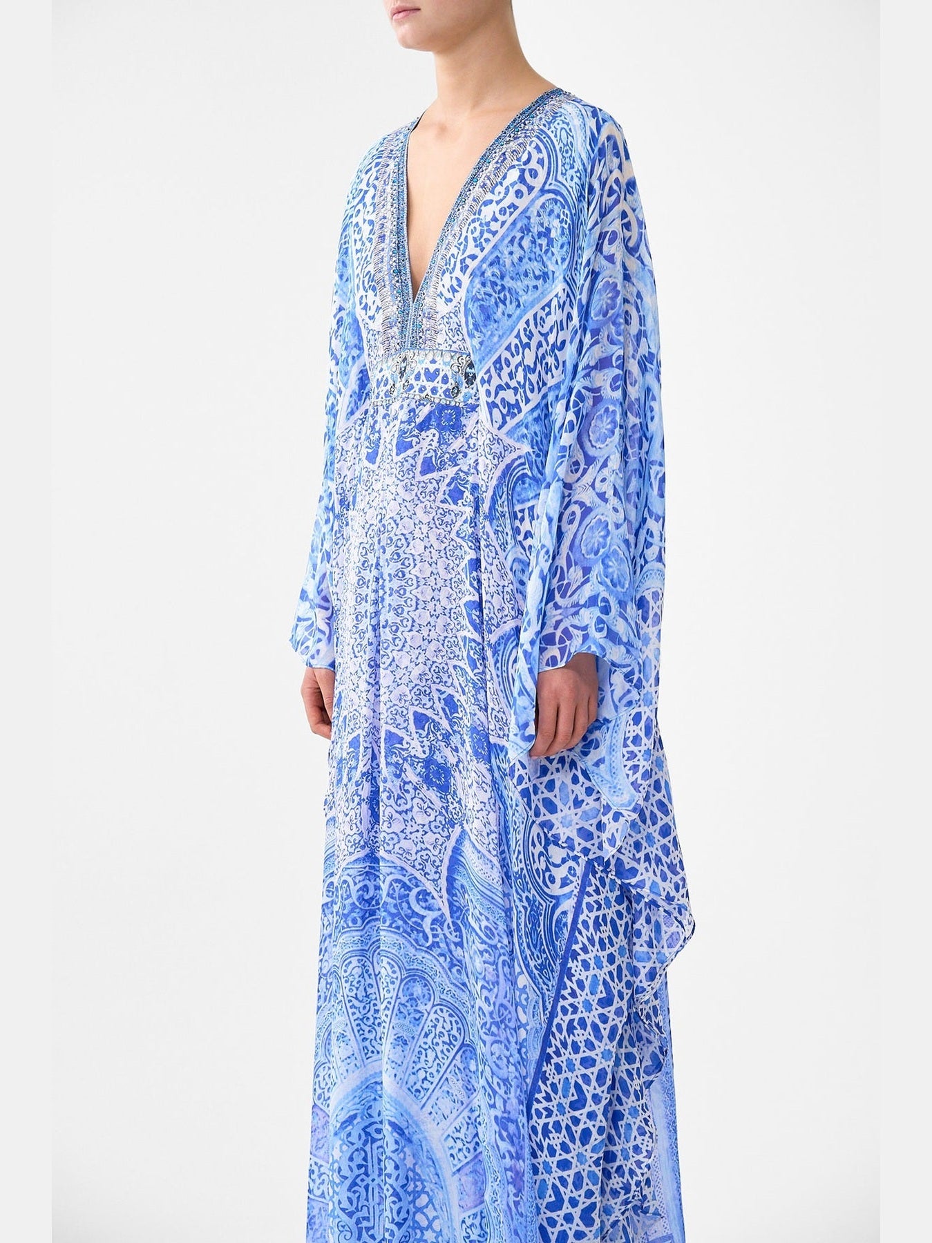 Long kaftan with waist detail
