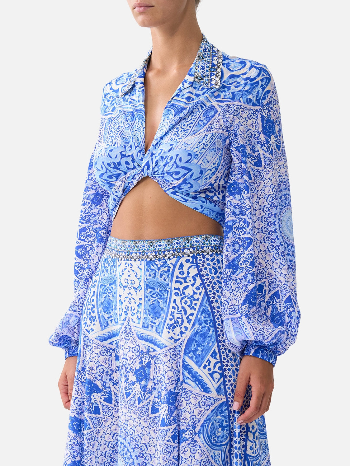 Cropped wrap shirt