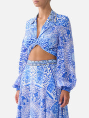 Cropped wrap shirt