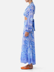 Panelled flared long skirt
