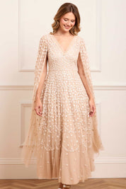 CLOVER CAPE SLEEVE ANKLE GOWN