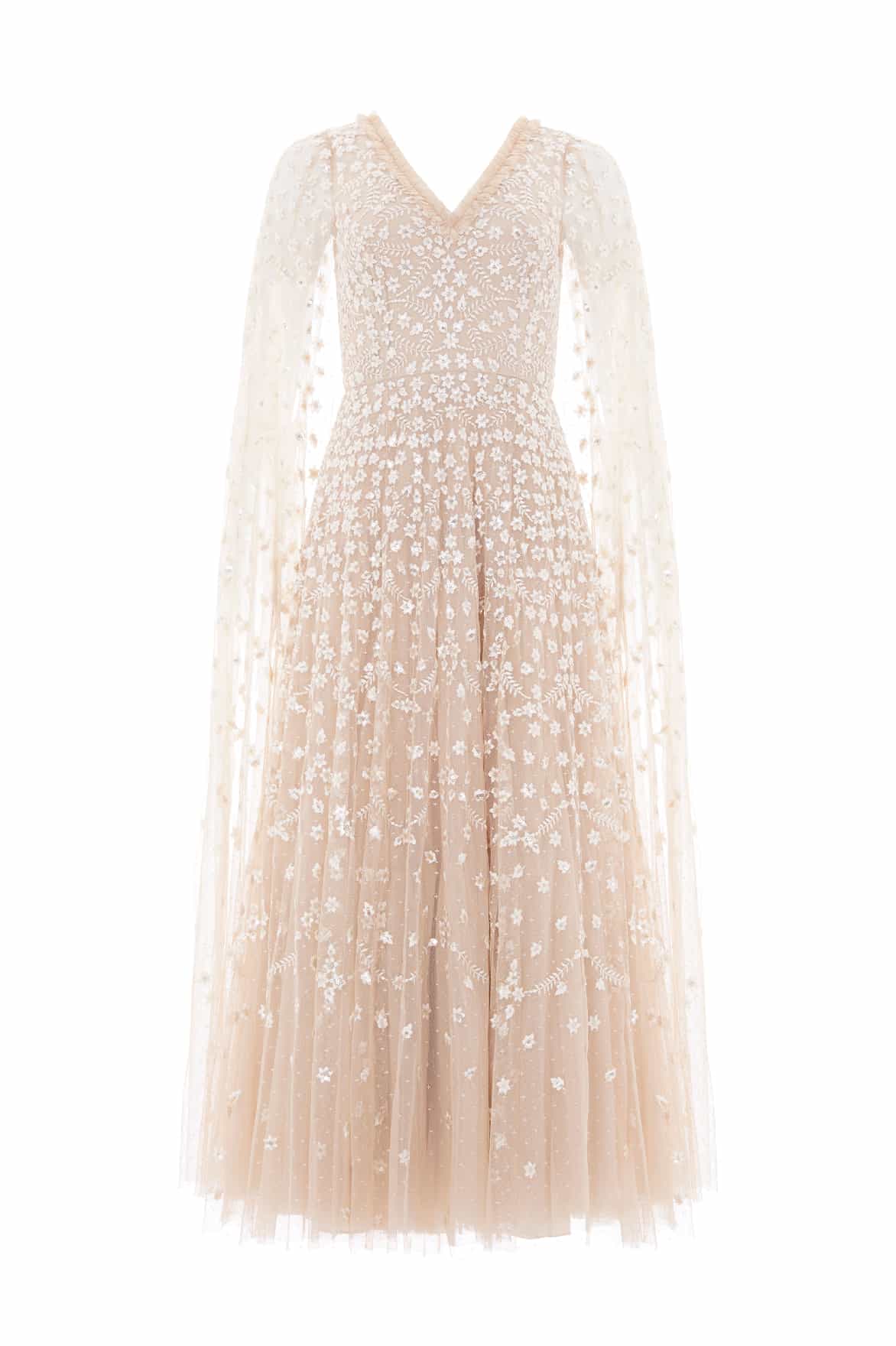 CLOVER CAPE SLEEVE ANKLE GOWN