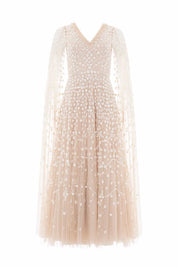 CLOVER CAPE SLEEVE ANKLE GOWN