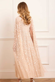 CLOVER CAPE SLEEVE ANKLE GOWN