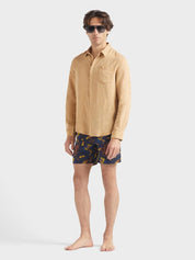 Men linen shirt natural dye