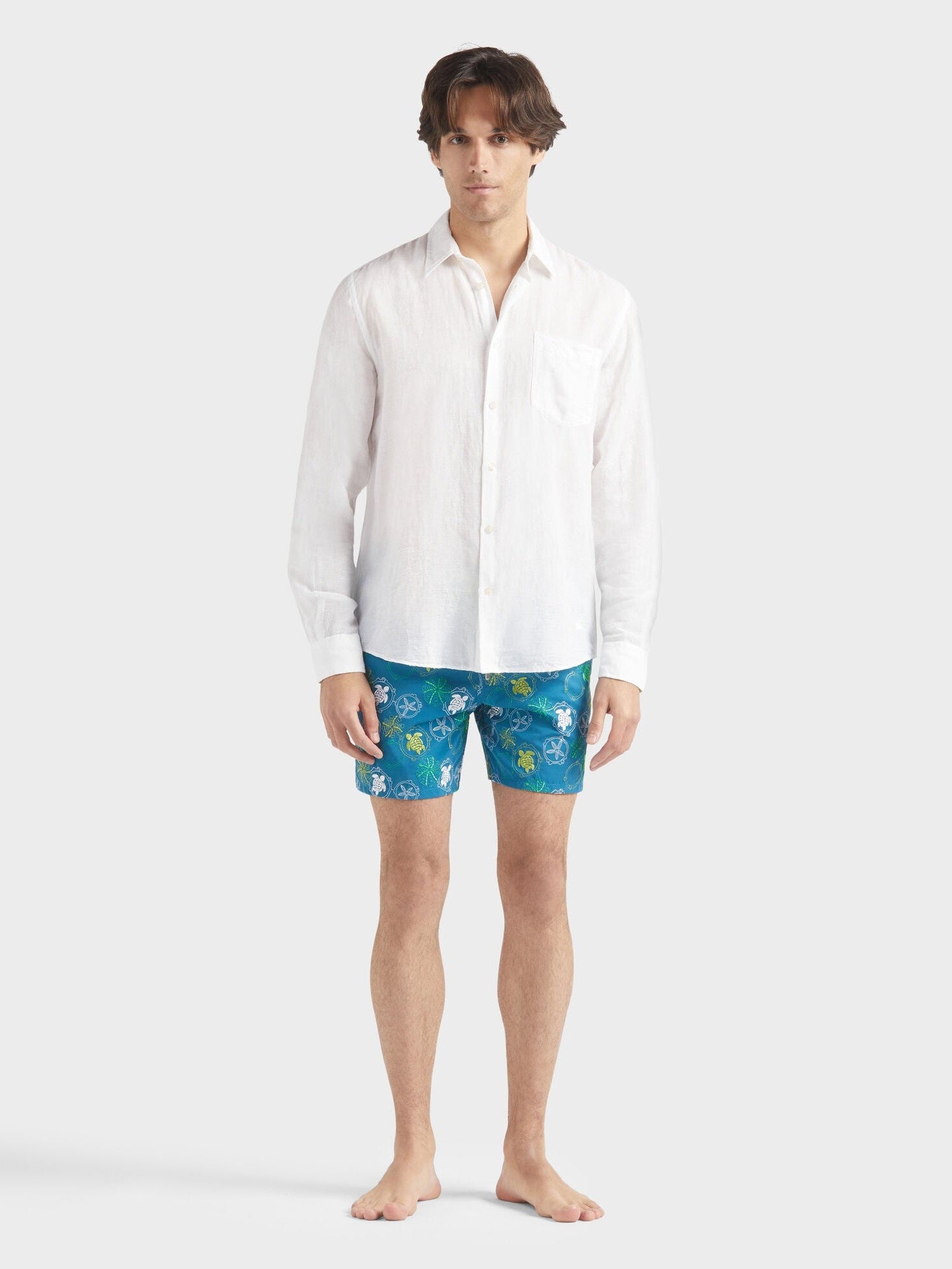 Men linen and cotton shirt solid