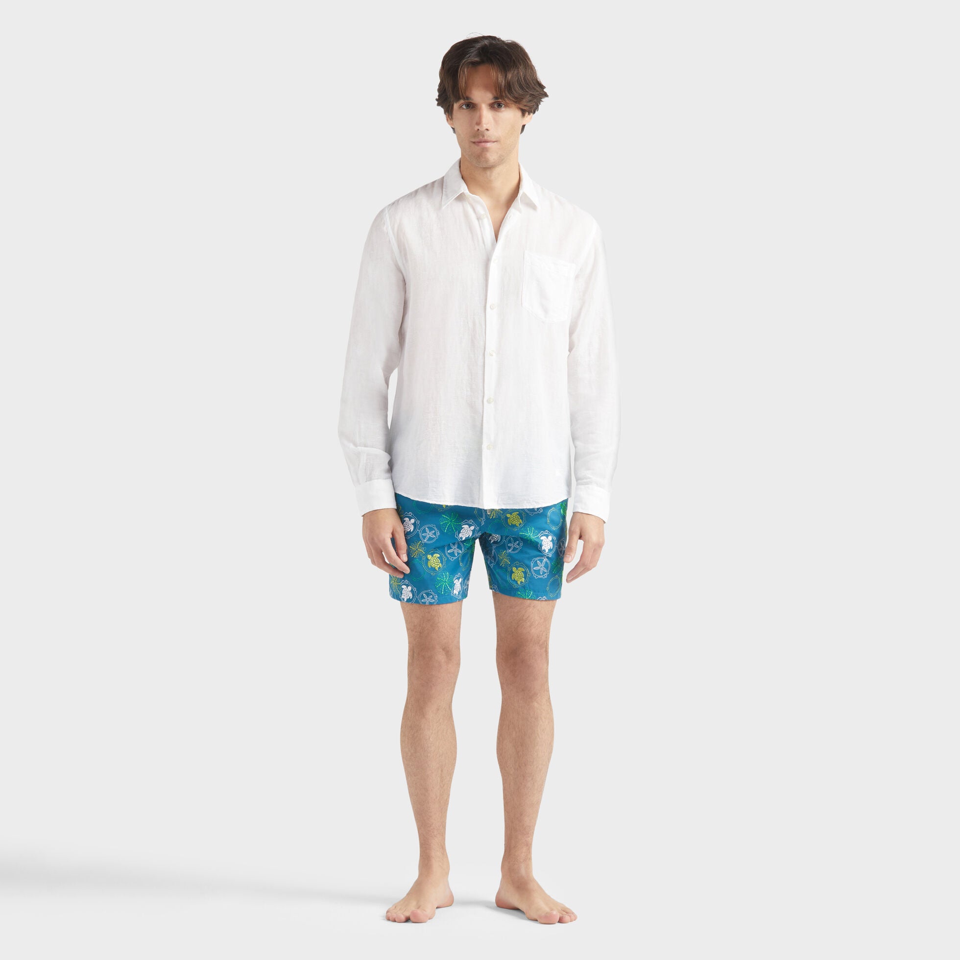 Men Linen and Cotton Shirt Solid