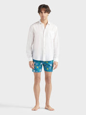 Men linen and cotton shirt solid