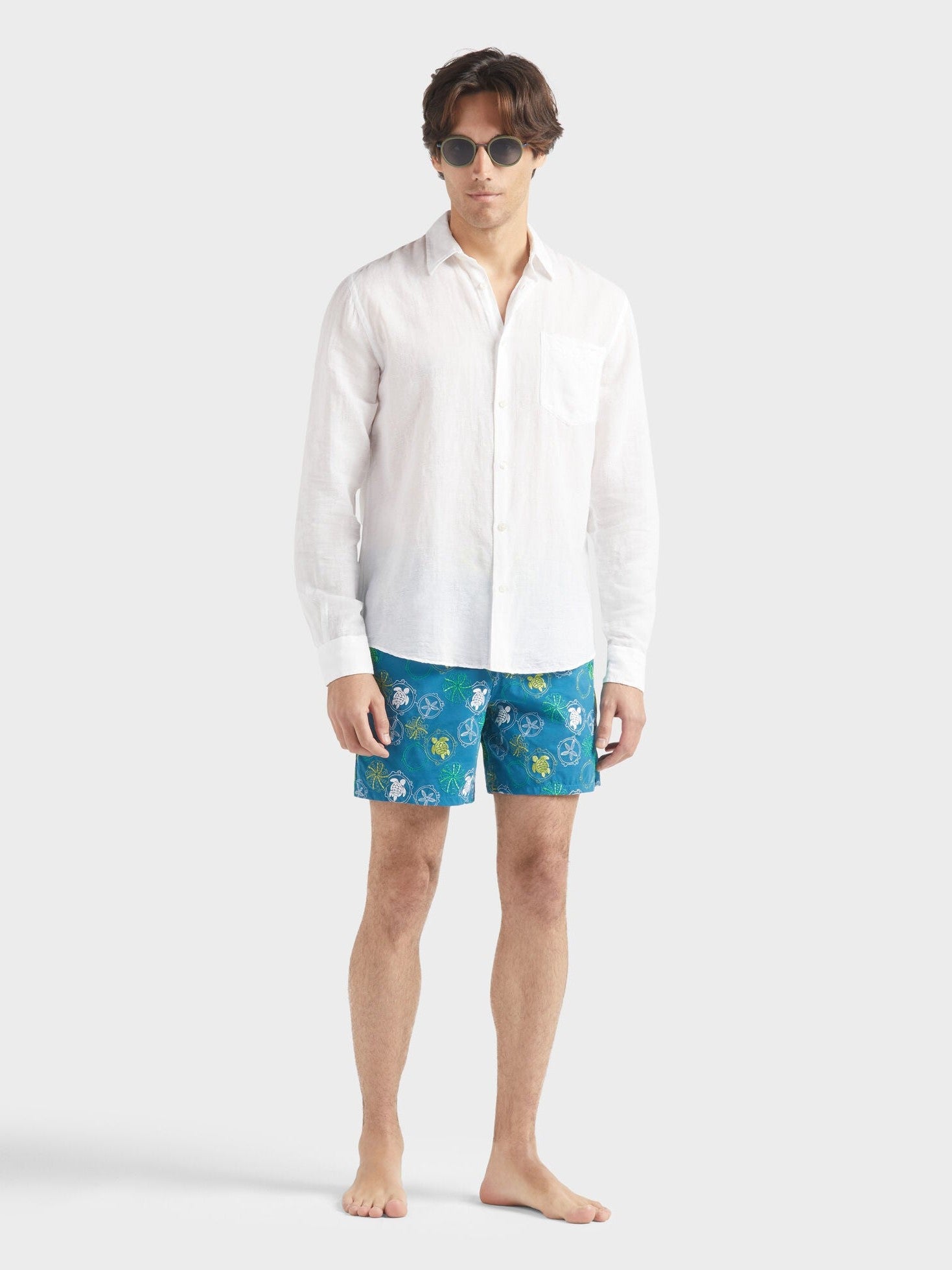 Men linen and cotton shirt solid