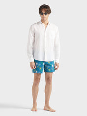 Men linen and cotton shirt solid