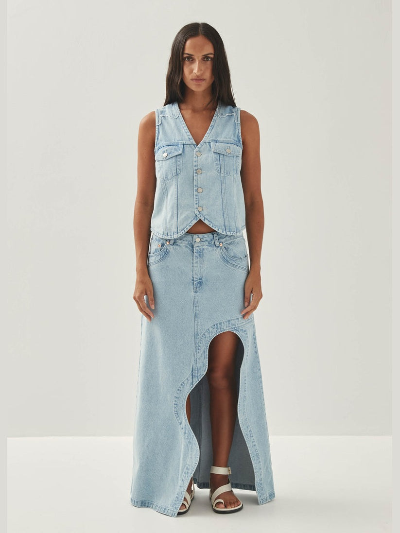 Carmina light blue denim skirt