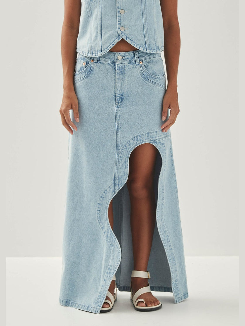 Carmina light blue denim skirt