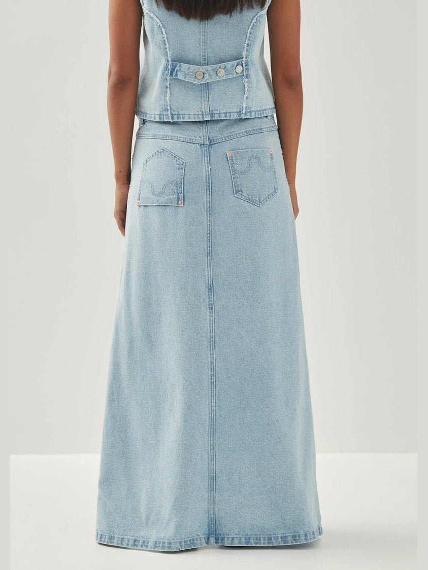 Carmina light blue denim skirt