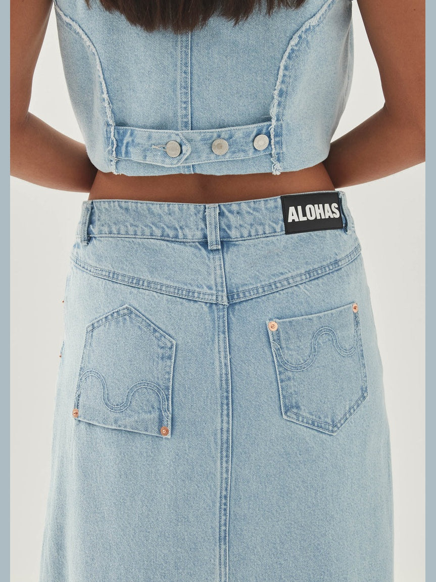 Carmina light blue denim skirt