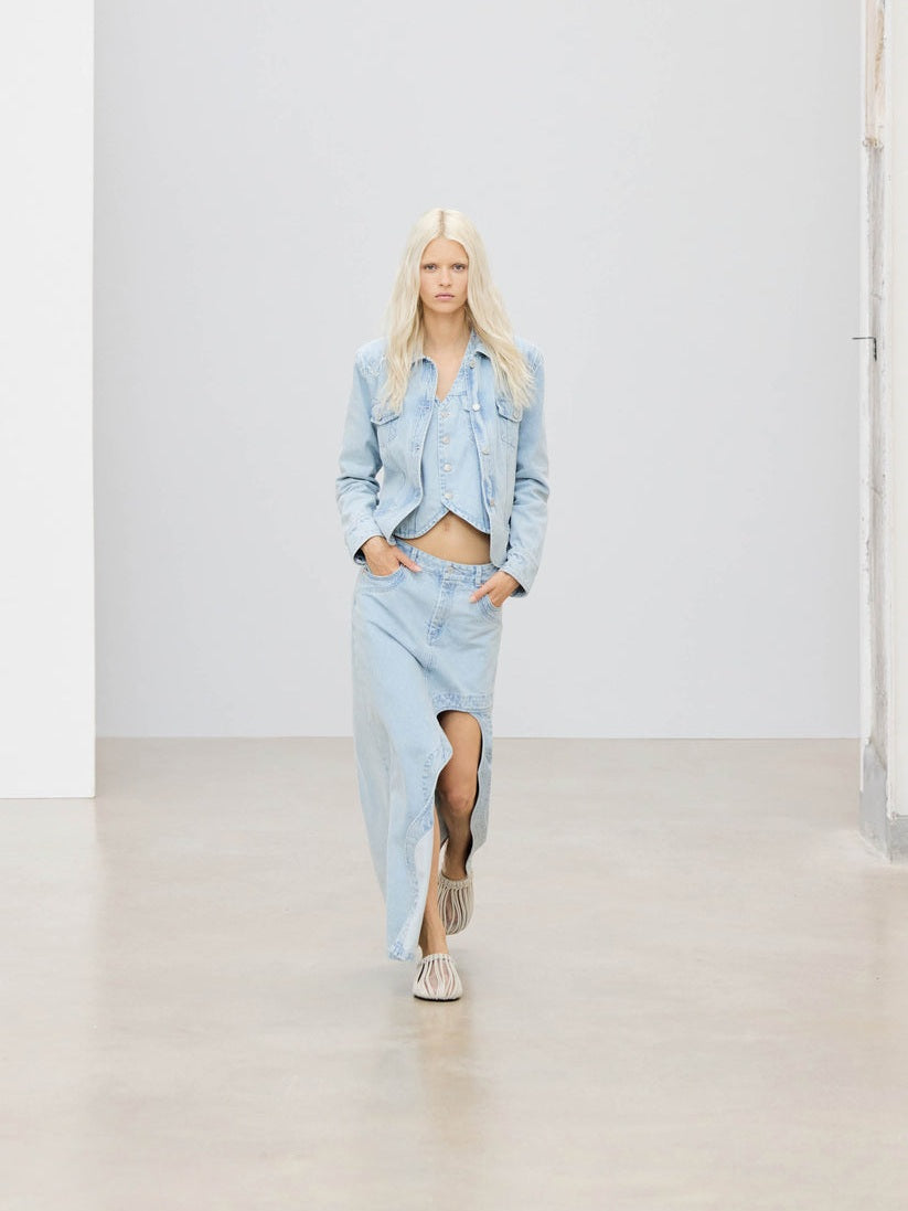 Carmina light blue denim skirt