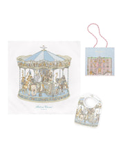 Carré & Satin Bib Set – Carousel Blue