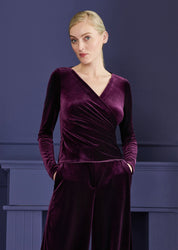 Stretch  Velvet Draped Top