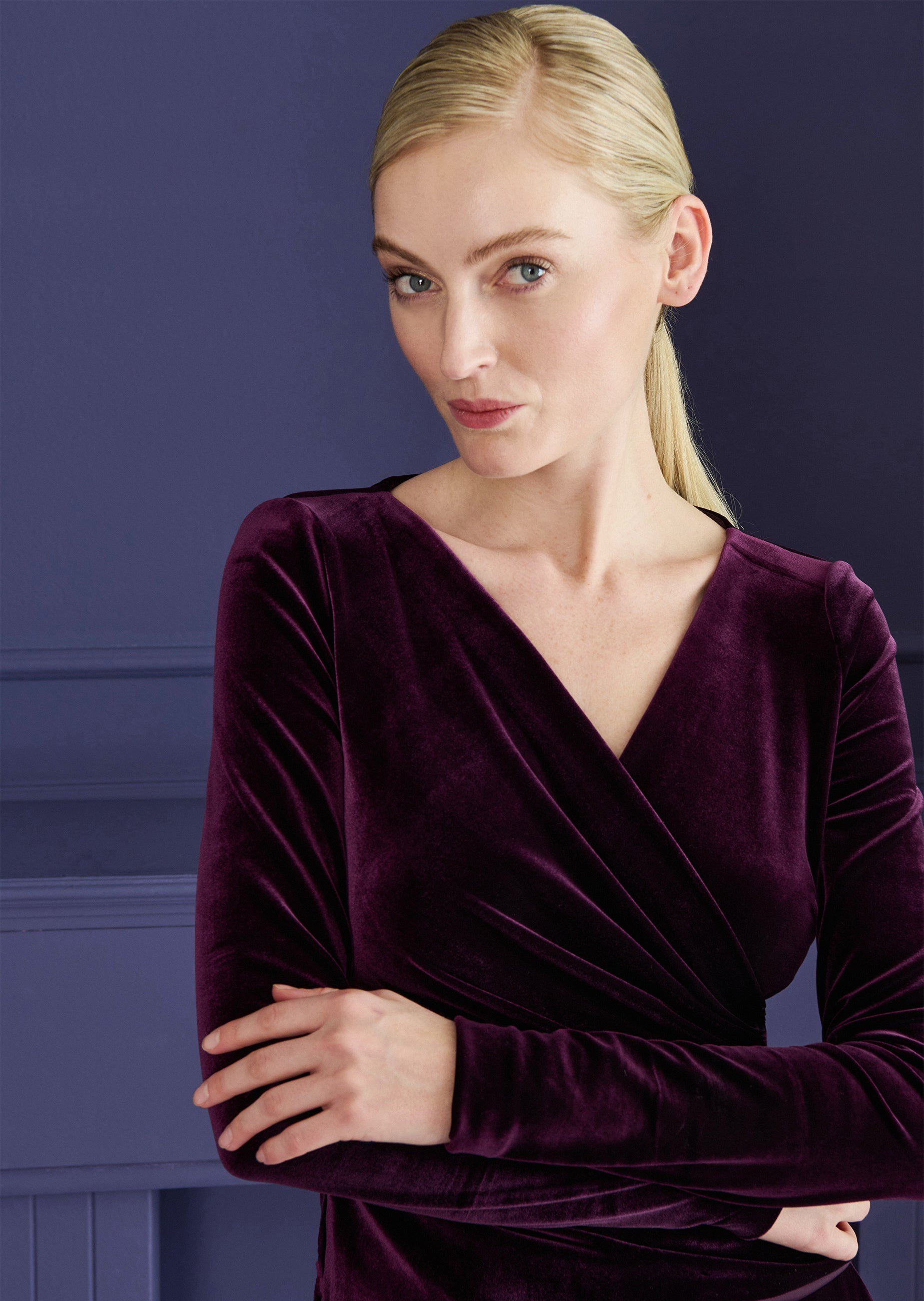 Stretch  Velvet Draped Top