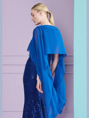 Poncho georgette enzian