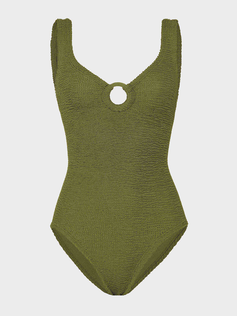 Coverage Celine Swim With Tonal Hoops - Metallic Moss