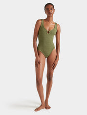 Coverage Celine Swim With Tonal Hoops - Metallic Moss