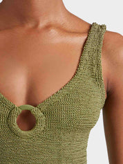 Coverage Celine Swim With Tonal Hoops - Metallic Moss