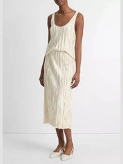 Crushed bias strip skirt