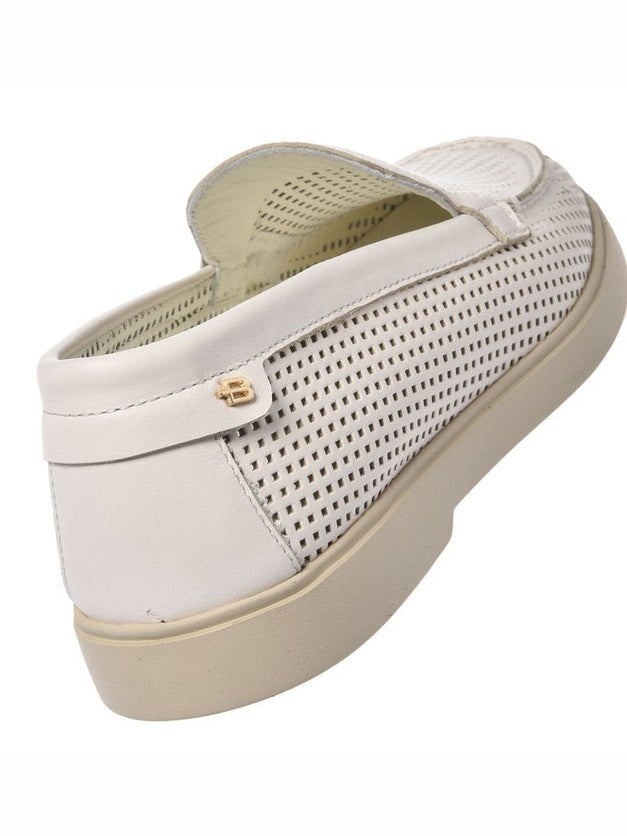 Off white perforated leather slip-on